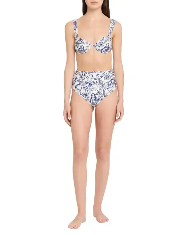 Teya Ruched High-Rise Bikini Bottoms