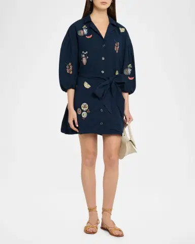 Tanya Taylor Sadie Embroidered Shirtdress | Thumbnail 3