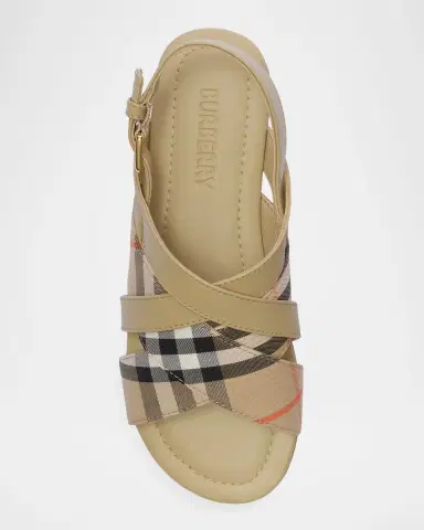 Burberry Girl's Cleo Check Leather Sandals, Kids | Thumbnail 4 Burberry Girl's Cleo Check Leather Sandals, Kids | Thumbnail 4