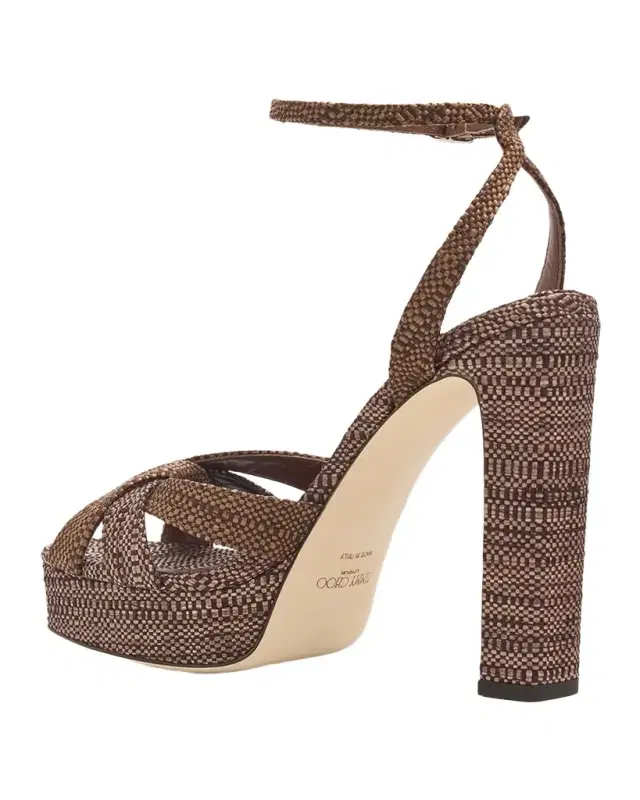 Jimmy Choo 120mm Kove Raffia Platform Sandals
