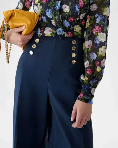 Carolina Herrera Alba Button-Front Wide-Leg Sailor Pants | Thumbnail 3