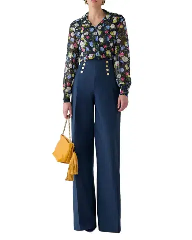 Carolina Herrera Alba Button-Front Wide-Leg Sailor Pants | Thumbnail 1