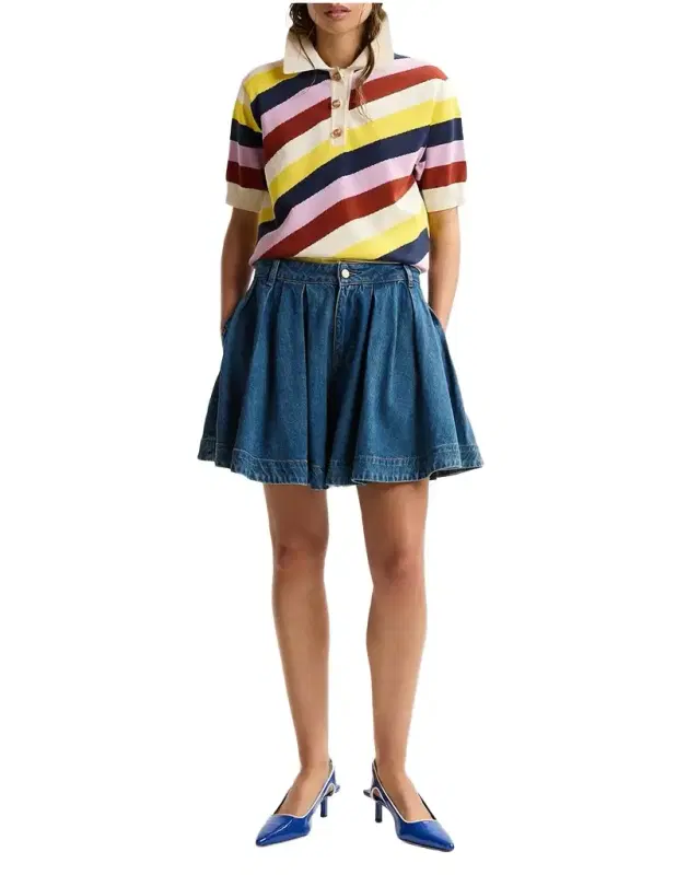 Stripe Knit Polo Shirt
