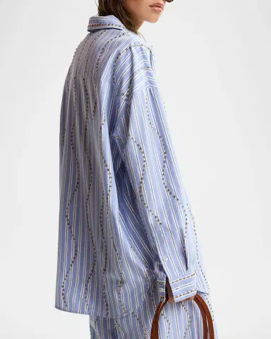 Essentiel Antwerp Studded Pinstripe Cotton Shirt | Thumbnail 2 Essentiel Antwerp Studded Pinstripe Cotton Shirt | Thumbnail 2
