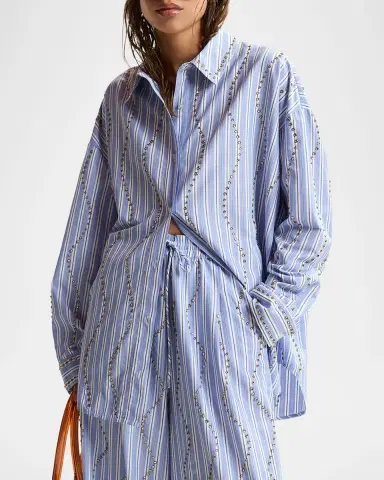 Essentiel Antwerp Studded Pinstripe Cotton Shirt | Thumbnail 3 Essentiel Antwerp Studded Pinstripe Cotton Shirt | Thumbnail 3