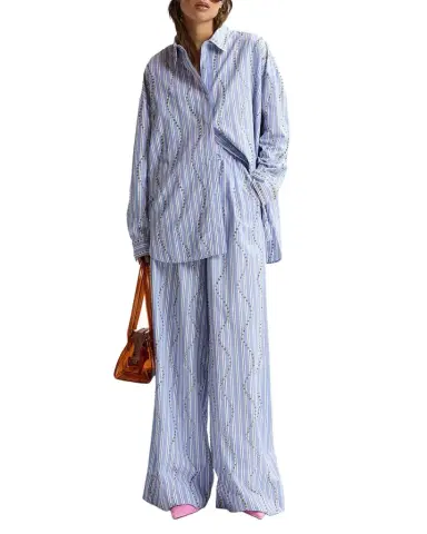 Essentiel Antwerp Studded Pinstripe Cotton Shirt | Thumbnail 1 Essentiel Antwerp Studded Pinstripe Cotton Shirt | Thumbnail 1