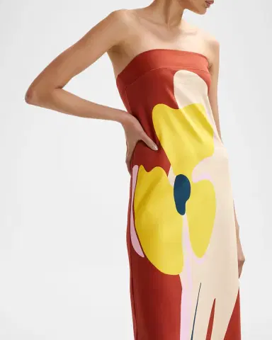 Essentiel Antwerp Printed Strapless Maxi Dress | Thumbnail 5