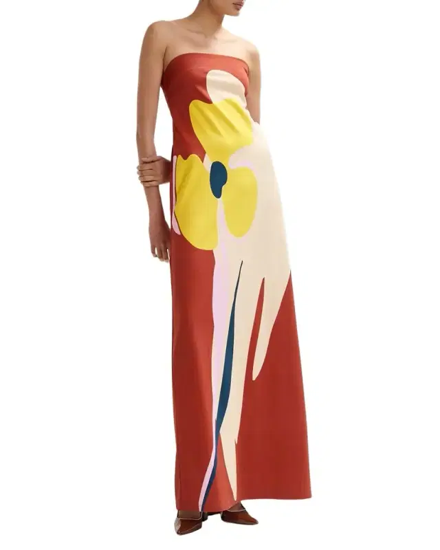 Essentiel Antwerp Printed Strapless Maxi Dress