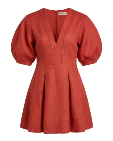 NICHOLAS Josefa Pleated Lace-Inset Mini Dress | Thumbnail 4