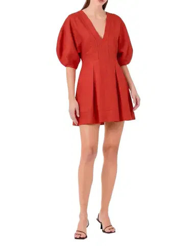NICHOLAS Josefa Pleated Lace-Inset Mini Dress | Thumbnail 1
