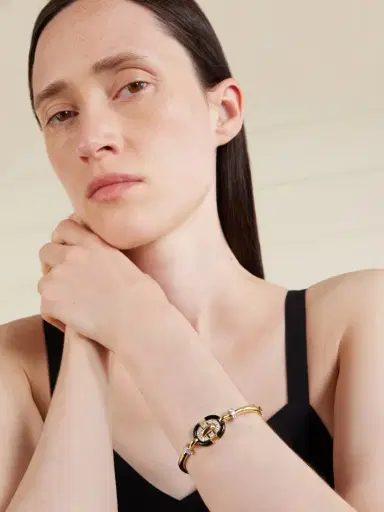 DAVID WEBB Unity 18-karat Gold And Platinum, Diamond And Enamel Bracelet | Thumbnail 2