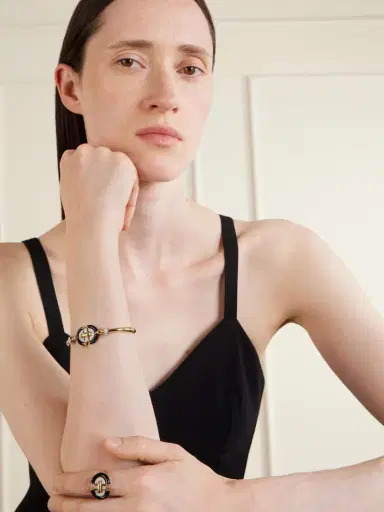 DAVID WEBB Unity 18-karat Gold And Platinum, Diamond And Enamel Bracelet | Thumbnail 5