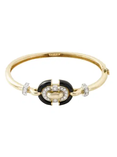 DAVID WEBB Unity 18-karat Gold And Platinum, Diamond And Enamel Bracelet | Thumbnail 1