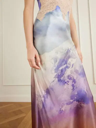 Gabriela Hearst Adolphine Printed Lace-trimmed Silk-satin Maxi Dress | Thumbnail 4
