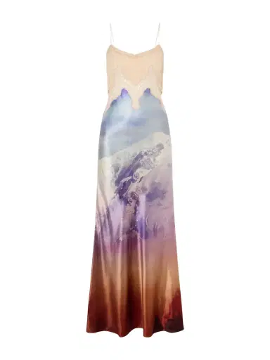 Gabriela Hearst Adolphine Printed Lace-trimmed Silk-satin Maxi Dress | Thumbnail 1