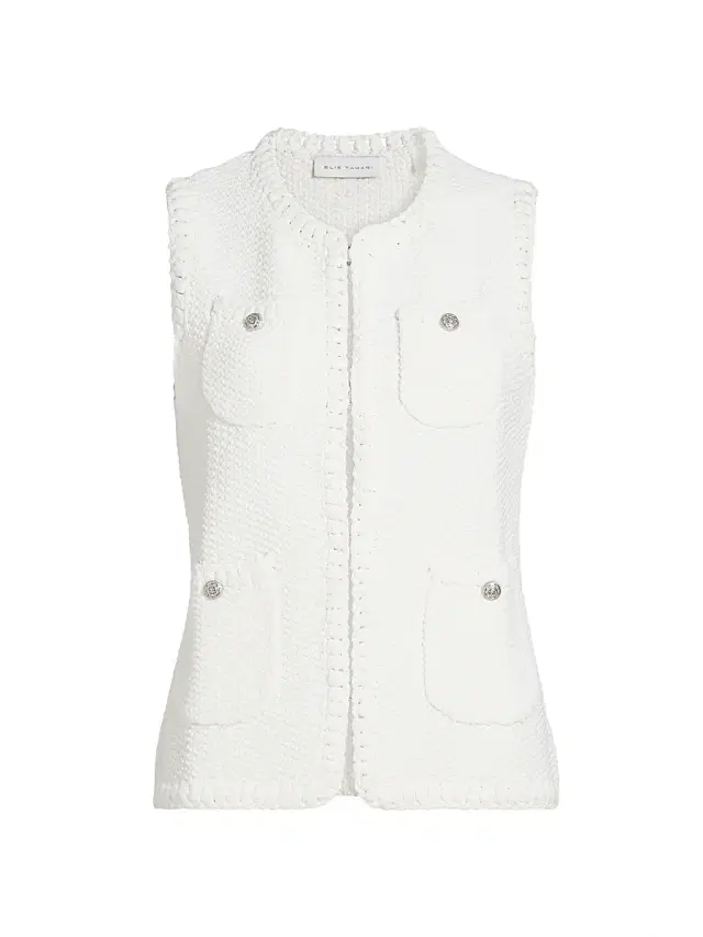 Elie Tahari Women's The Bethany Crochet Top - Sky White
