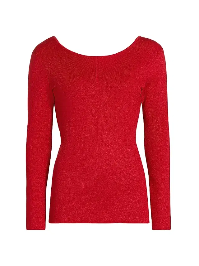 Elie Tahari Women's Heritage The Gia Drape Back Lurex Top - Ruby Red Lurex