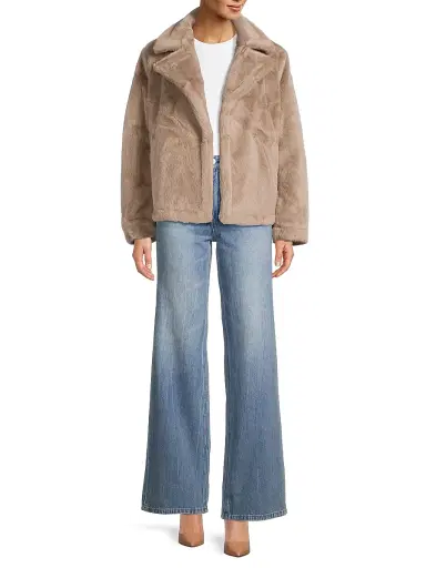 Sam Edelman Women's Faux-Fur Short Coat - Sepia Taupe - Size XXS | Thumbnail 2