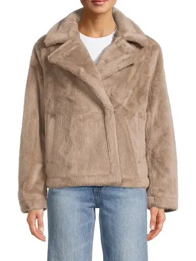 Sam Edelman Women's Faux-Fur Short Coat - Sepia Taupe - Size XXS | Thumbnail 3