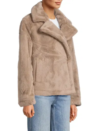 Sam Edelman Women's Faux-Fur Short Coat - Sepia Taupe - Size XXS | Thumbnail 4