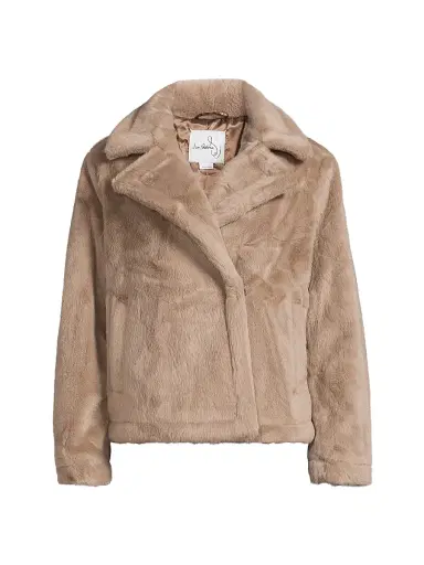 Sam Edelman Women's Faux-Fur Short Coat - Sepia Taupe - Size XXS | Thumbnail 1