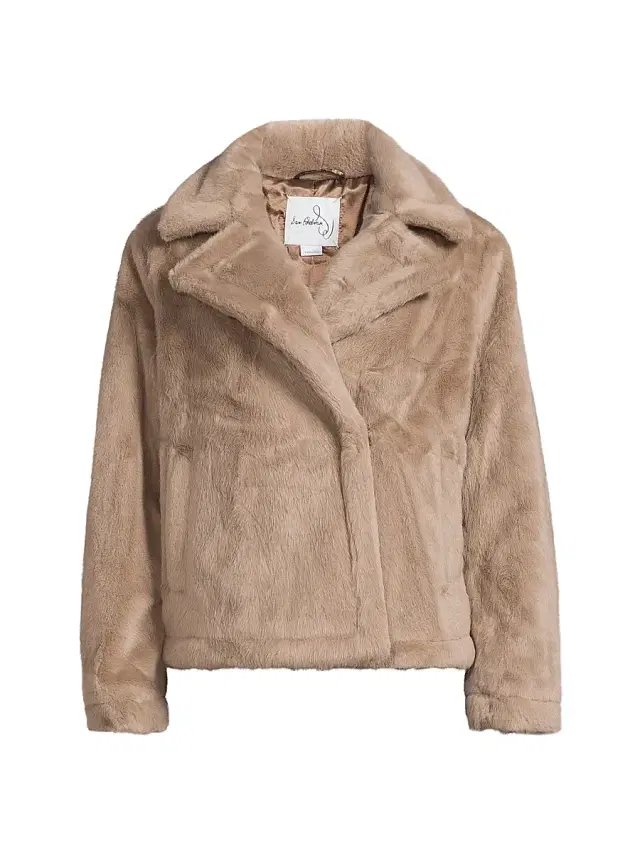 Sam Edelman Women's Faux-Fur Short Coat - Sepia Taupe