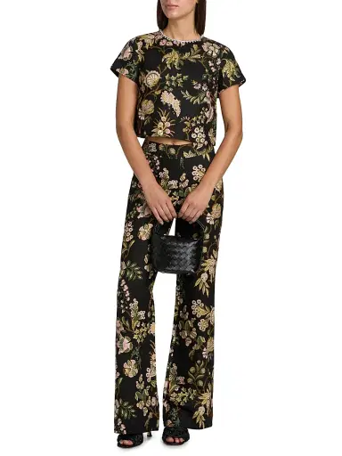Cara Cara Women's Hudson Floral Embellished Linen Crop Top | Thumbnail 2 Cara Cara Women's Hudson Floral Embellished Linen Crop Top | Thumbnail 2
