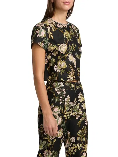 Cara Cara Women's Hudson Floral Embellished Linen Crop Top | Thumbnail 4 Cara Cara Women's Hudson Floral Embellished Linen Crop Top | Thumbnail 4