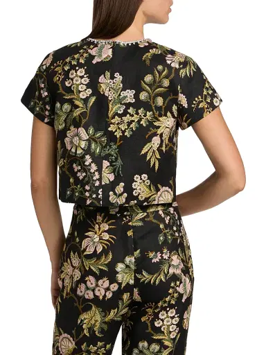 Cara Cara Women's Hudson Floral Embellished Linen Crop Top | Thumbnail 5 Cara Cara Women's Hudson Floral Embellished Linen Crop Top | Thumbnail 5