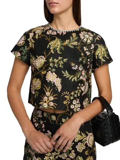 Cara Cara Women's Hudson Floral Embellished Linen Crop Top | Thumbnail 6 Cara Cara Women's Hudson Floral Embellished Linen Crop Top | Thumbnail 6