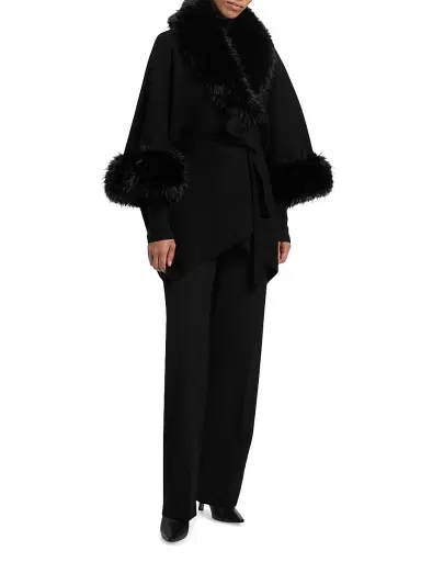 Alice + Olivia Women's Joanne Faux-Fur Trim Wool Sweater Coat | Thumbnail 2