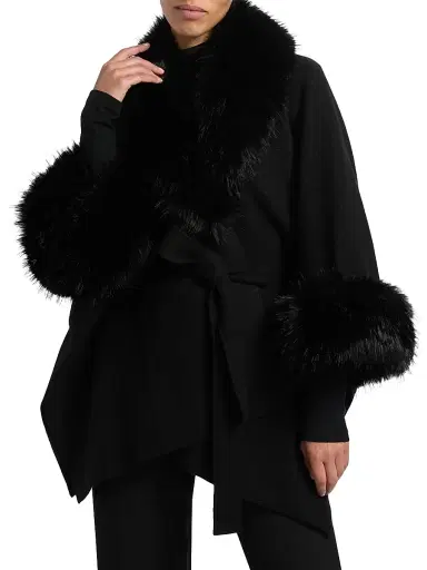 Alice + Olivia Women's Joanne Faux-Fur Trim Wool Sweater Coat | Thumbnail 3