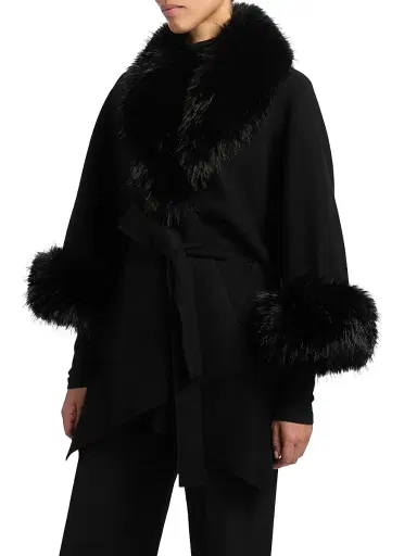 Alice + Olivia Women's Joanne Faux-Fur Trim Wool Sweater Coat | Thumbnail 4