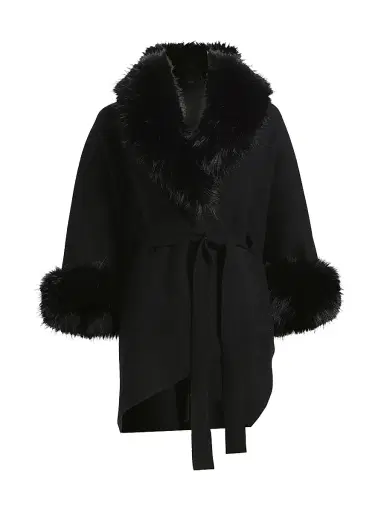Alice + Olivia Women's Joanne Faux-Fur Trim Wool Sweater Coat | Thumbnail 1