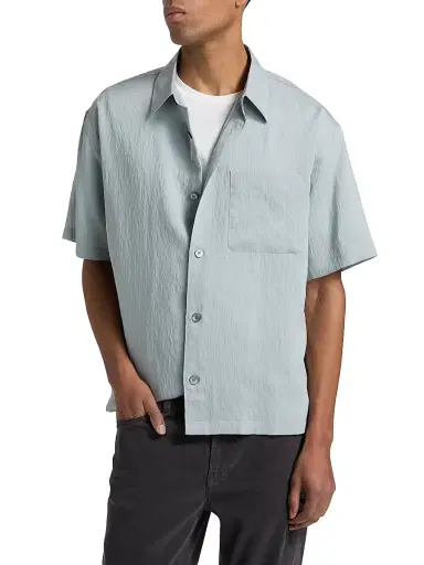 FRAME Men's Lightweight Short-Sleeve Shirt - Blue Grey Stripe | Thumbnail 3 FRAME Men's Lightweight Short-Sleeve Shirt - Blue Grey Stripe | Thumbnail 3