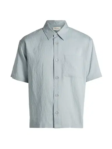 FRAME Men's Lightweight Short-Sleeve Shirt - Blue Grey Stripe | Thumbnail 1 FRAME Men's Lightweight Short-Sleeve Shirt - Blue Grey Stripe | Thumbnail 1