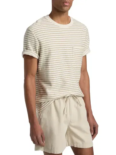 Frame Men's Striped Ribbed Cotton T-Shirt | Thumbnail 4 Frame Men's Striped Ribbed Cotton T-Shirt | Thumbnail 4