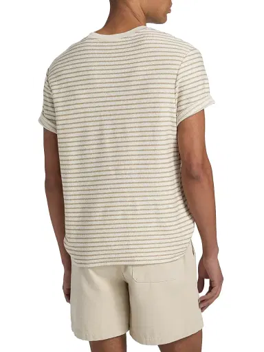 Frame Men's Striped Ribbed Cotton T-Shirt | Thumbnail 5 Frame Men's Striped Ribbed Cotton T-Shirt | Thumbnail 5