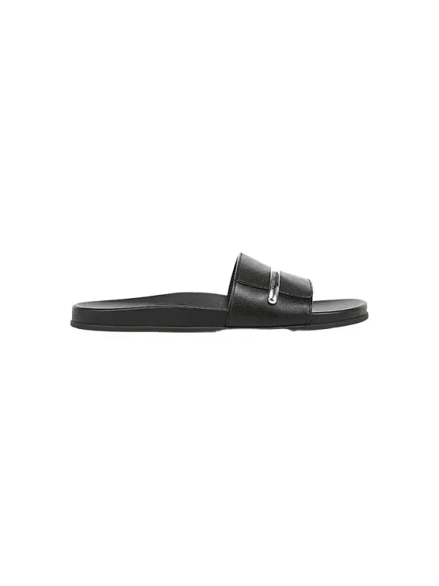 Vince Women's Sadie Leather Slide Sandals - Black
