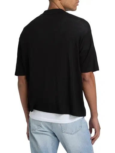 Frame Men's Superfine Wool-Cashmere Short-Sleeve Polo Sweater - Black - Size XL | Thumbnail 5