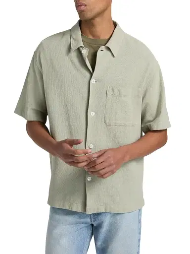 Frame Men's Open Weave Short-Sleeve Shirt - Moss Green - Size XXL | Thumbnail 3 Frame Men's Open Weave Short-Sleeve Shirt - Moss Green - Size XXL | Thumbnail 3