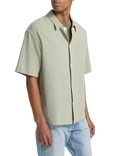 Frame Men's Open Weave Short-Sleeve Shirt - Moss Green - Size XXL | Thumbnail 4 Frame Men's Open Weave Short-Sleeve Shirt - Moss Green - Size XXL | Thumbnail 4