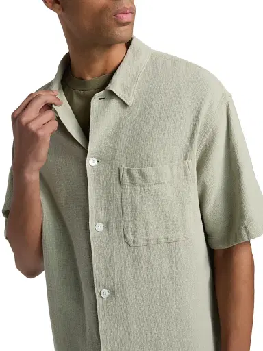 Frame Men's Open Weave Short-Sleeve Shirt - Moss Green - Size XXL | Thumbnail 6 Frame Men's Open Weave Short-Sleeve Shirt - Moss Green - Size XXL | Thumbnail 6