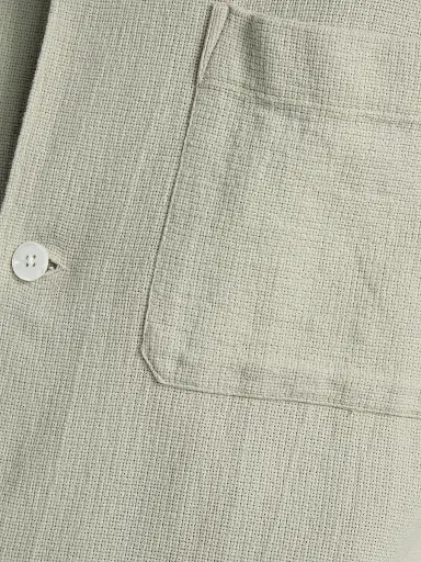 Frame Men's Open Weave Short-Sleeve Shirt - Moss Green - Size XXL | Thumbnail 7 Frame Men's Open Weave Short-Sleeve Shirt - Moss Green - Size XXL | Thumbnail 7