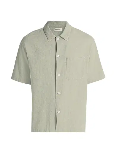 Frame Men's Open Weave Short-Sleeve Shirt - Moss Green - Size XXL | Thumbnail 1 Frame Men's Open Weave Short-Sleeve Shirt - Moss Green - Size XXL | Thumbnail 1