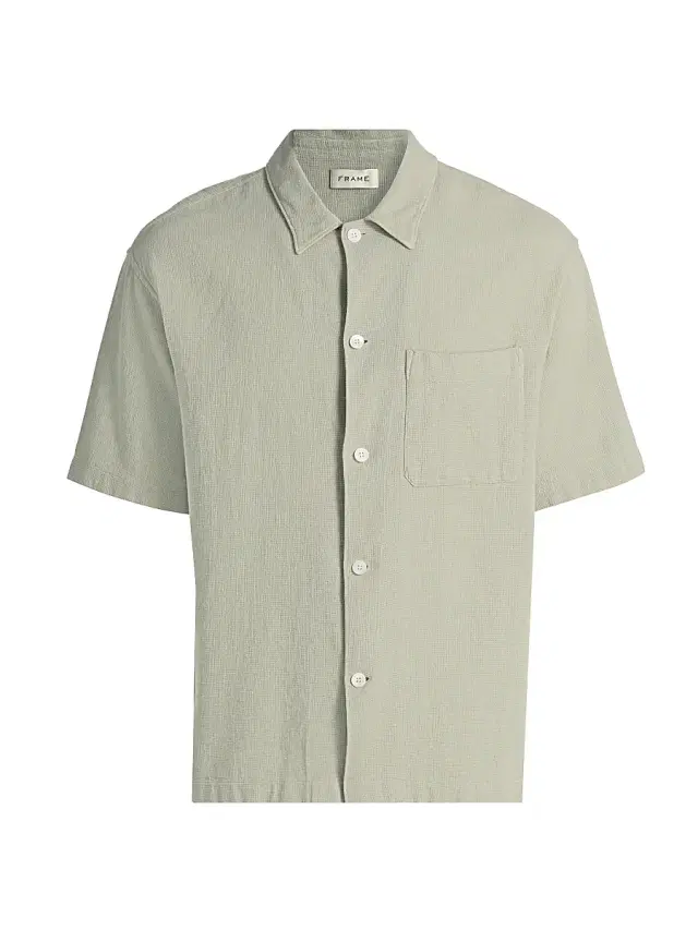 Men's Open Weave Short-Sleeve Shirt - Moss Green