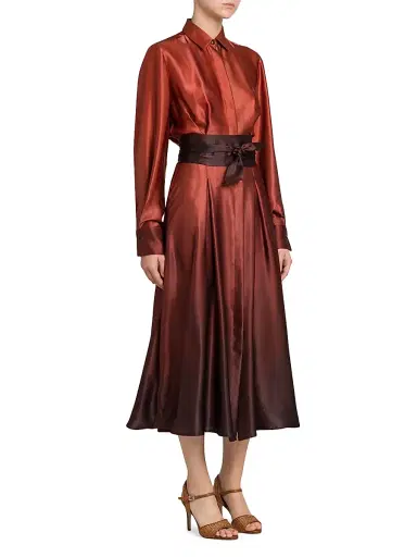 Kiton Women's Ombré Silk Tie-Waist Shirtdress - Cherry Bordeuax - Size 12 | Thumbnail 4 Kiton Women's Ombré Silk Tie-Waist Shirtdress - Cherry Bordeuax - Size 12 | Thumbnail 4