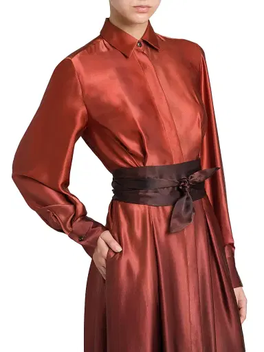 Kiton Women's Ombré Silk Tie-Waist Shirtdress | Thumbnail 6