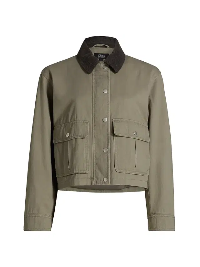 If Only Studio Women's Classic-Cut Twill Jacket - Sage