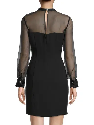 Shani Women's Silk Organza Mixed Media Collared Minidress - Black - Size 14 | Thumbnail 5 Shani Women's Silk Organza Mixed Media Collared Minidress - Black - Size 14 | Thumbnail 5